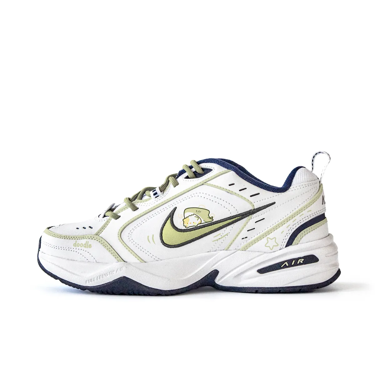 Nike Air Monarch 4 Slip Resistant Abrasion Resistant Low top Chunky Sneakers Unisex White Green