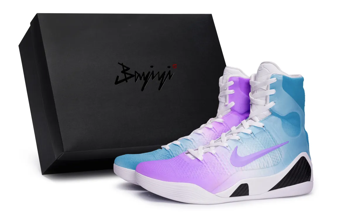 Nike Kobe 9 Slip Resistant Slip Resistant High top Basketball Shoes Unisex White Black Blue Purple