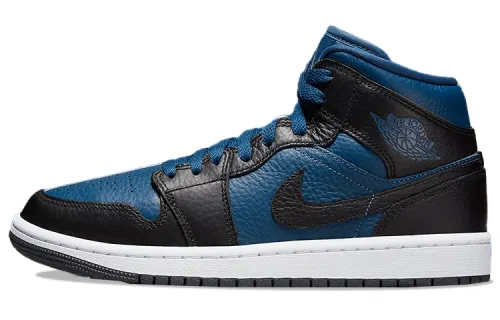 Jordan Air Jordan 1 Mid Split 'French Blue' Mid top Vintage Basketball Shoes Men's Black White Blue
