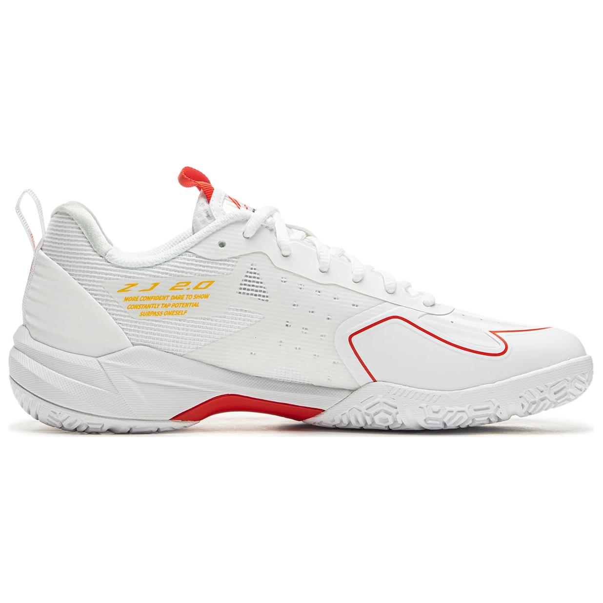 Li Ning Slip Resistant, Abrasion Resistant, Breathable Low top Badminton Shoes Unisex White Red