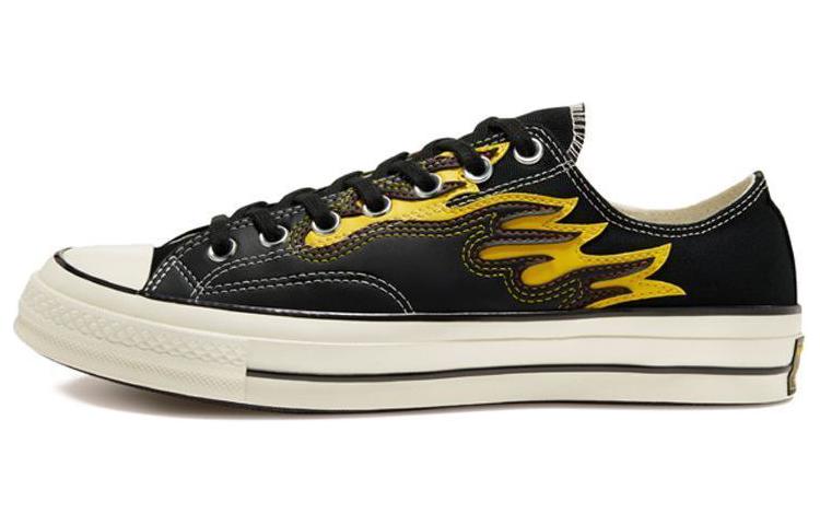 Converse 1970s Chuck Taylor All Star round toe lace-up low-top canvas shoes for men and women, black and yellow