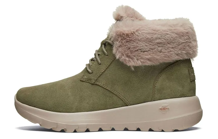Skechers ON THE GO JOY Thermal Abrasion Resistant Athleisure Short Snow Boots Women's Olive Green