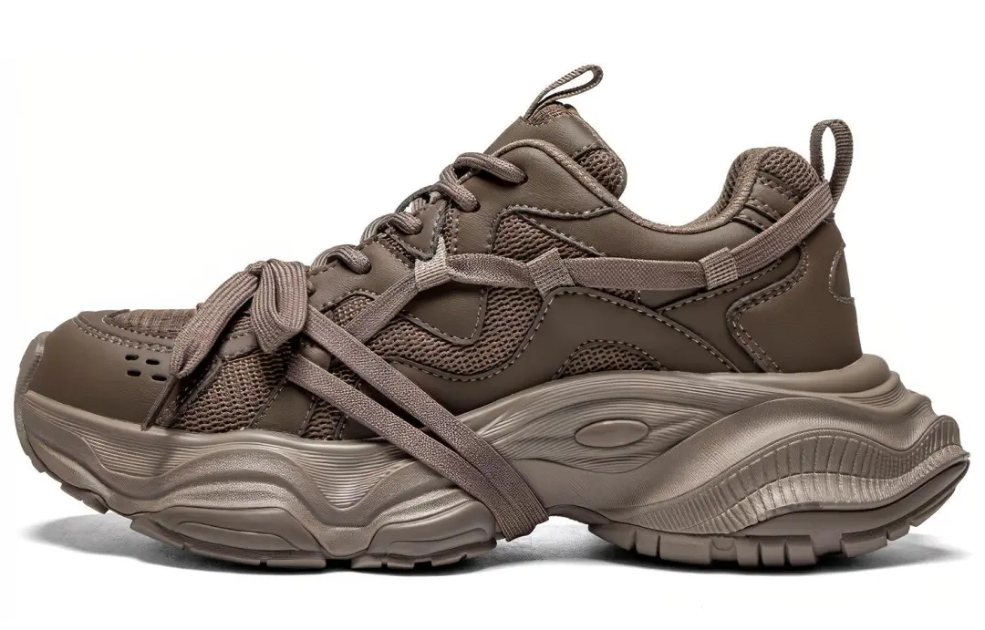 Kappa Backrest With Backrest Slip Resistant Abrasion Resistant Low top Chunky Sneakers Women's Gray Khaki