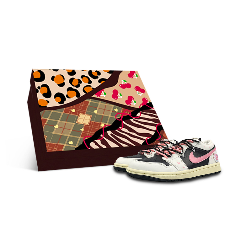 Jordan Air Jordan 1 Slip Resistant Abrasion Resistant Low top Vintage Basketball Shoes Women’s Black Pink