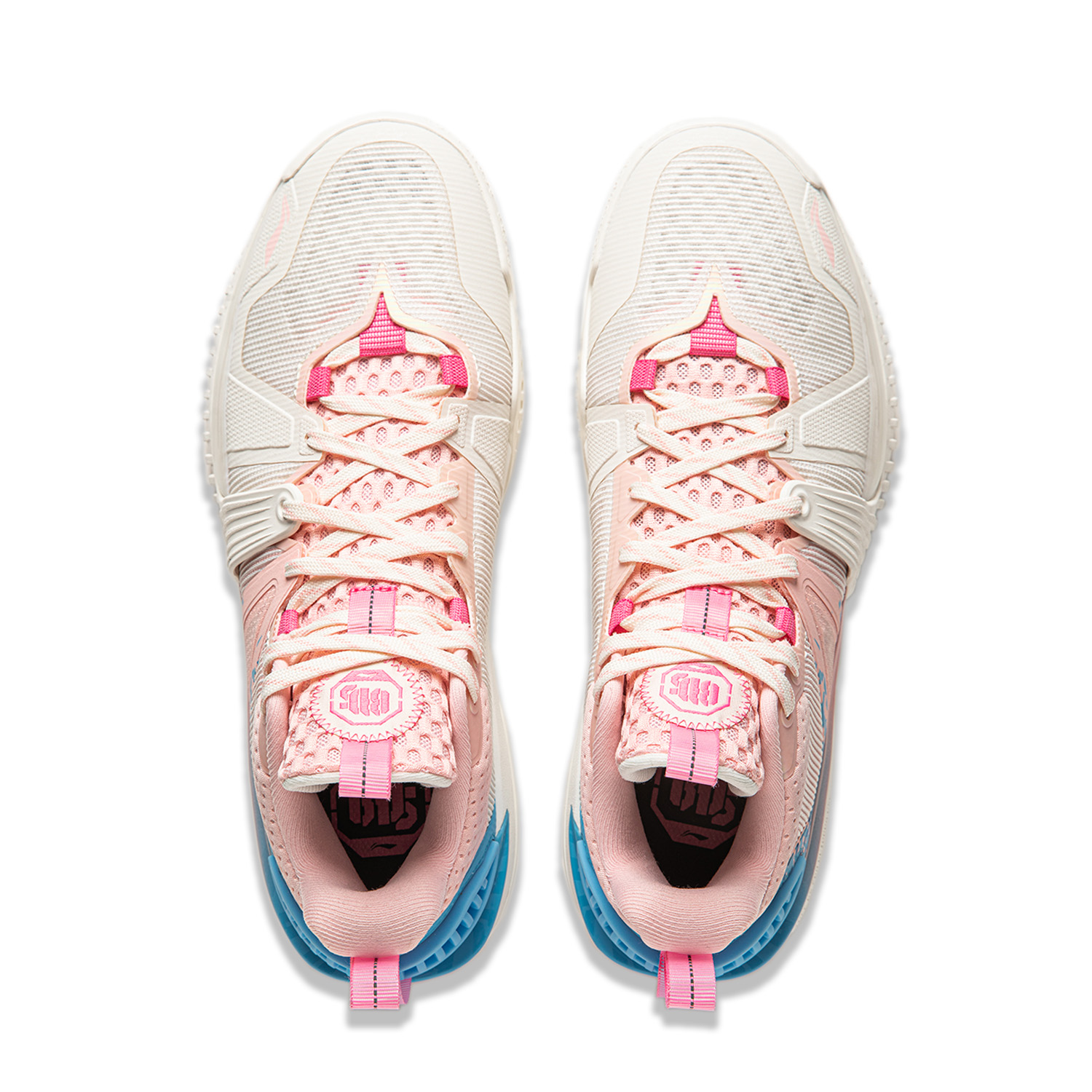 Li Ning Storm 2024 Cushioning Breathable Lightweight Rebound Low top Basketball Shoes Men’s White Pink