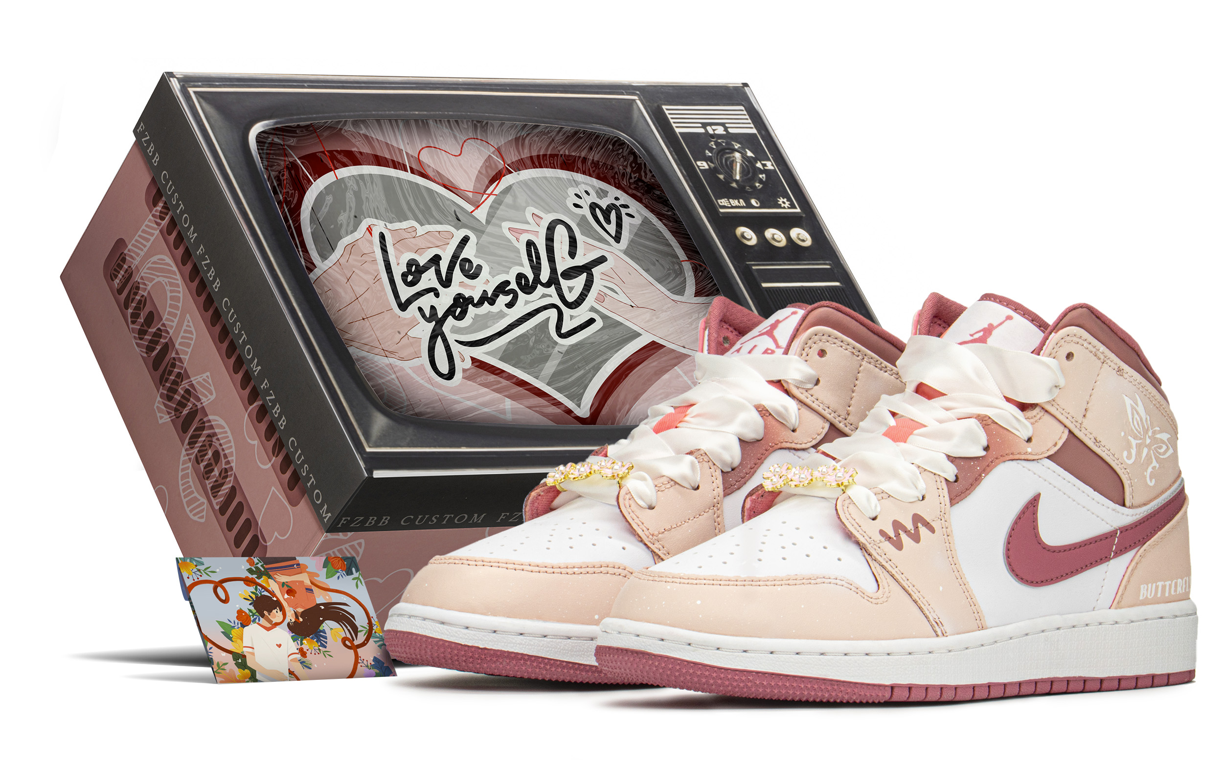 Jordan Air Jordan 1 High top Vintage Basketball Shoes Women’s Pink White