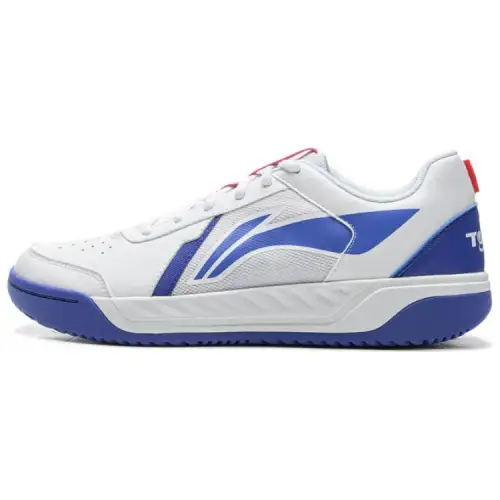 Li Ning Slip Resistant Abrasion Resistant Low top Tennis Shoes Men's White Blue