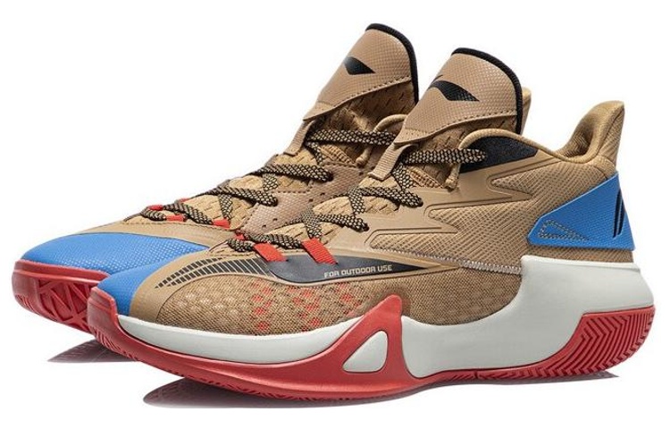Li Ning Sprint SE Abrasion Resistant Slip Resistant Mid top Performance Basketball Shoes Men’s Brown