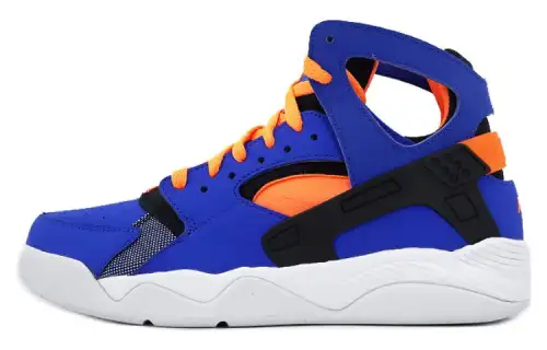 Nike Air Flight Huarache Comfortable Slip Resistant Abrasion Resistant Mid top Basketball Shoes Men's Blue Orange Black