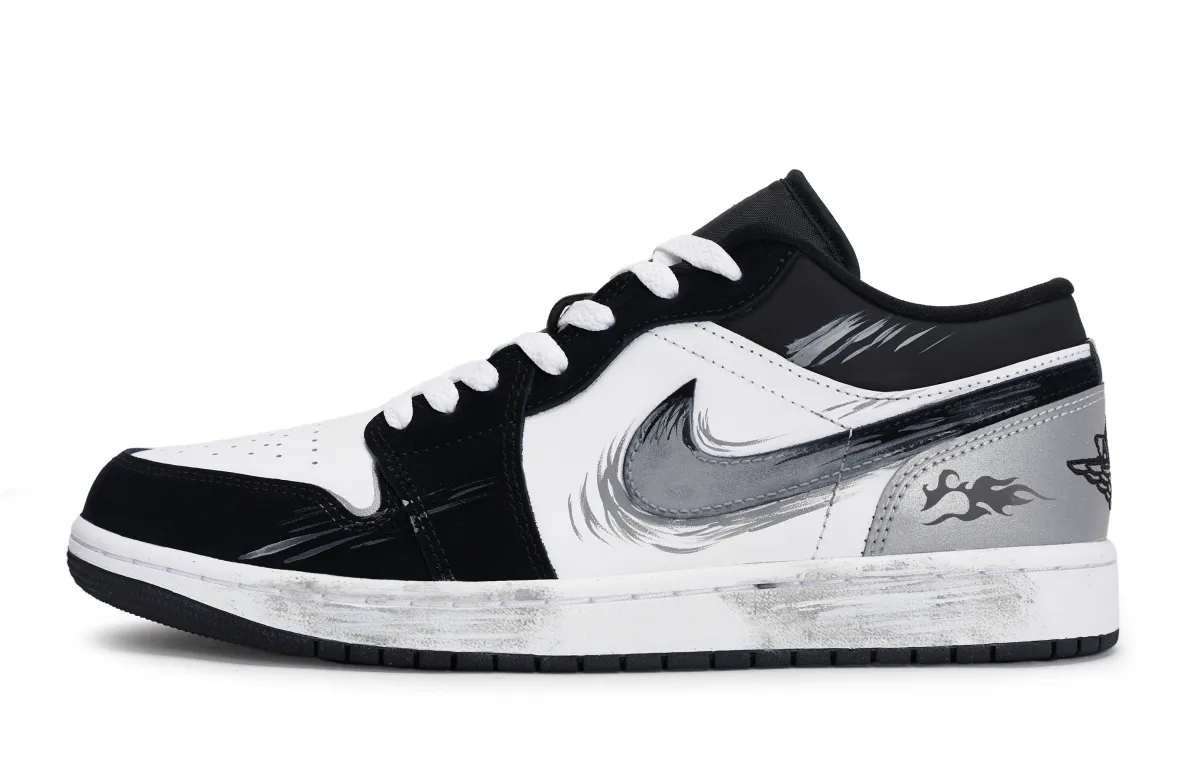 Jordan Air Jordan 1 Vintage Basketball Shoes Men's Low Top Black/White/Gray/Silver