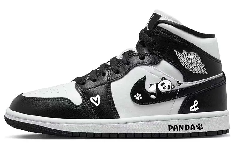 Jordan Air Jordan 1 Mid top Vintage Basketball Shoes Women's Black White