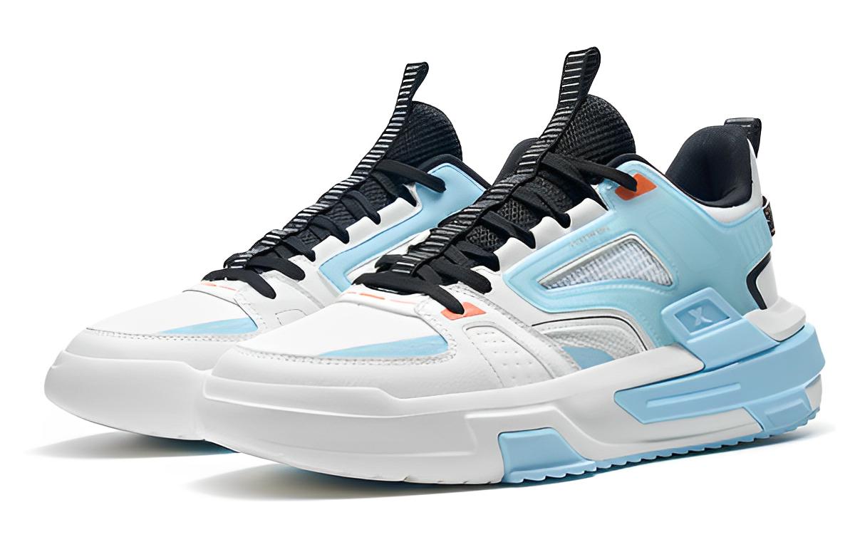 XTEP Takeover Cushioning Slip Resistant Abrasion Resistant Low top Performance Basketball Shoes Men’s Blue White