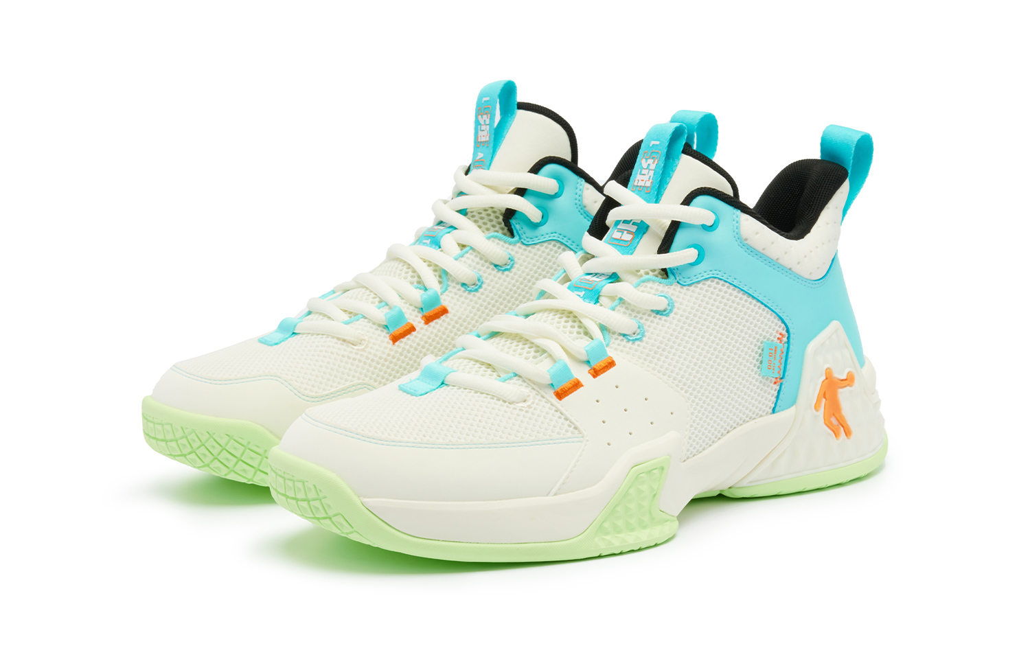 QIAODAN Killing Move 1.0 Basketball Shoes Men’s Low Top Ivory Lake Blue