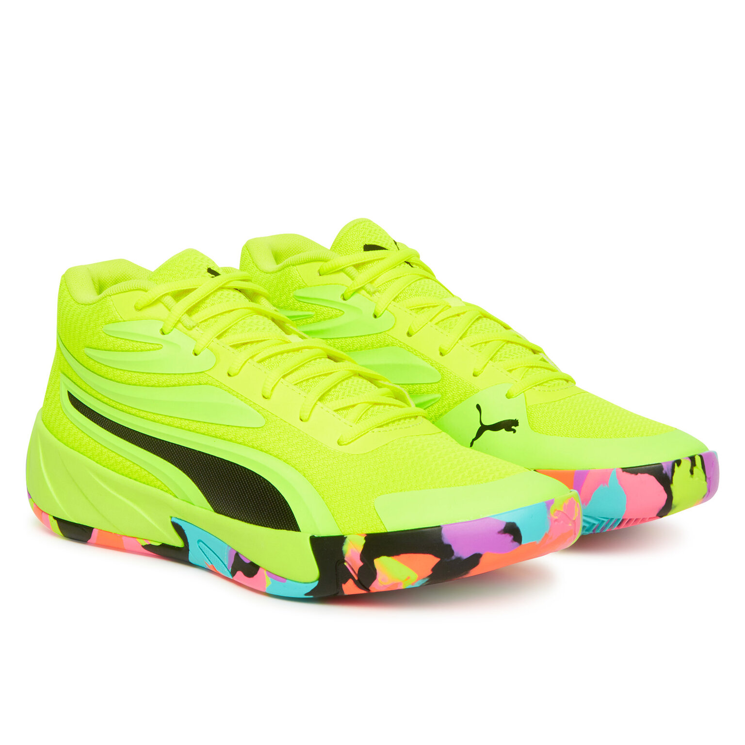 PUMA Court Pro Slip Resistant Abrasion Resistant Mid top Basketball Shoes Men’s Yellow