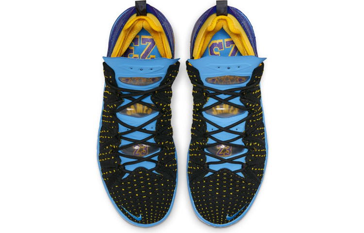 Мужские кроссовки Nike Lebron 18 EP "Minneapolis Lakers" (черно-сине-желтые) — Чёрный / синий / жёлтый — фото 4