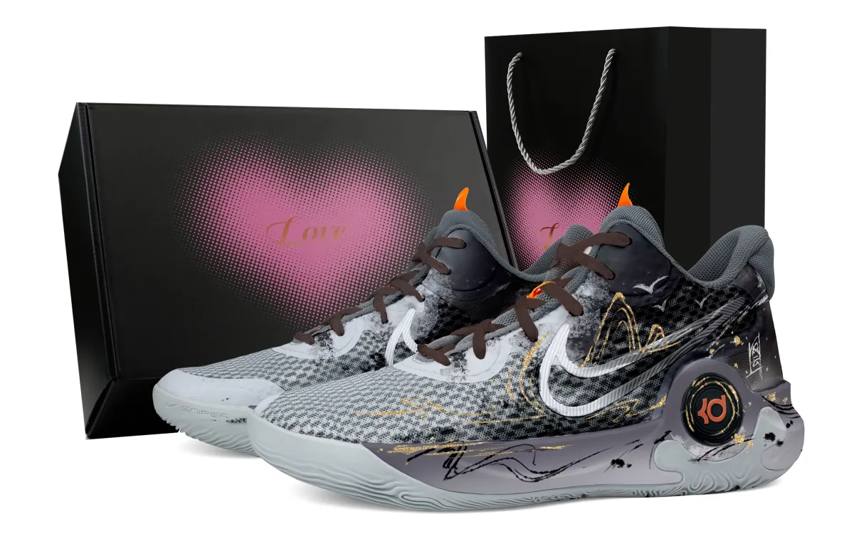 Nike KD Trey 5 IX Decisive Winds And Clouds Heart Box Gradient Abrasion Resistant Mid top Basketball Shoes Unisex Black