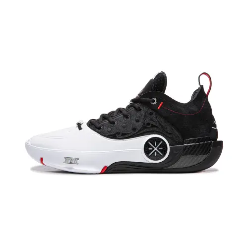 LiNing Li Ning WOW12 Wade's Way 12 LUX announced double-layer super technology carbon plate, flexible and stable support, wrapped with anti-torsion, shock-absorbing, non-slip, wear-resistant, breathable, rebound and traction, mid-top practical basketball shoes, men's black and white