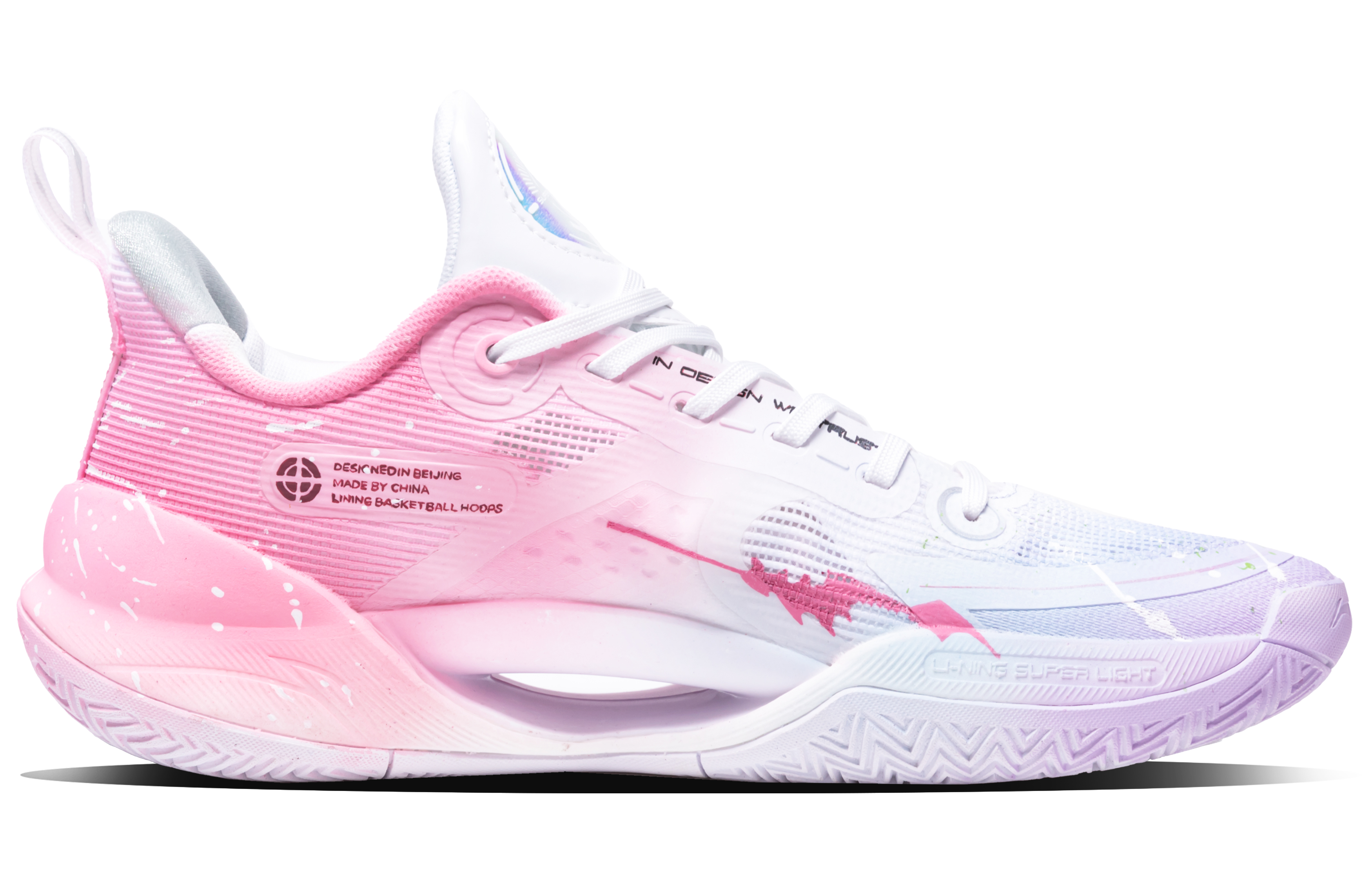 Li Ning Super Light V2 Cushioning Slip Resistant Abrasion Resistant Low top Basketball Shoes Men’s Pink Purple