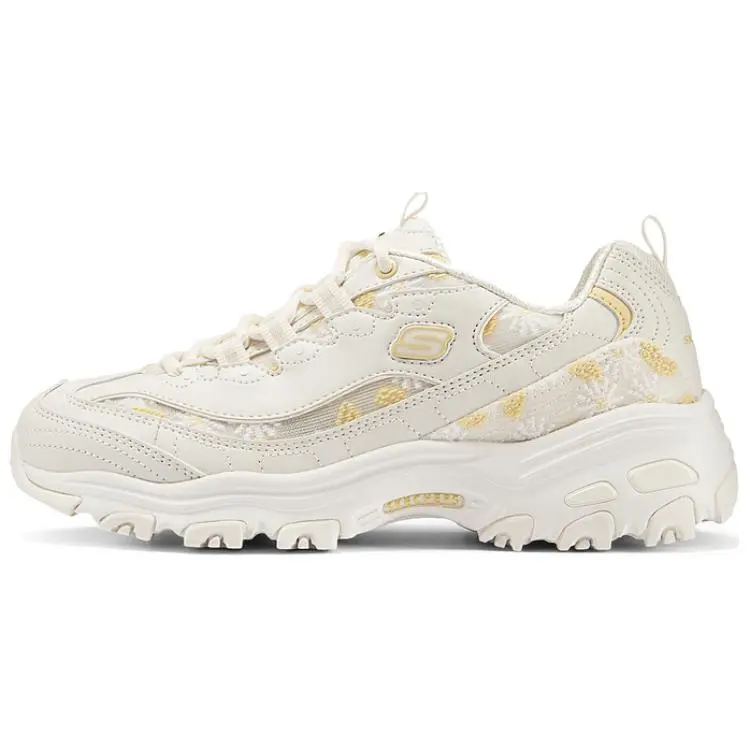 Skechers D'Lites 1.0 Flower Sea Bear Cushioning Height Increasing Low top Chunky Sneakers Women's Yellow Daisy
