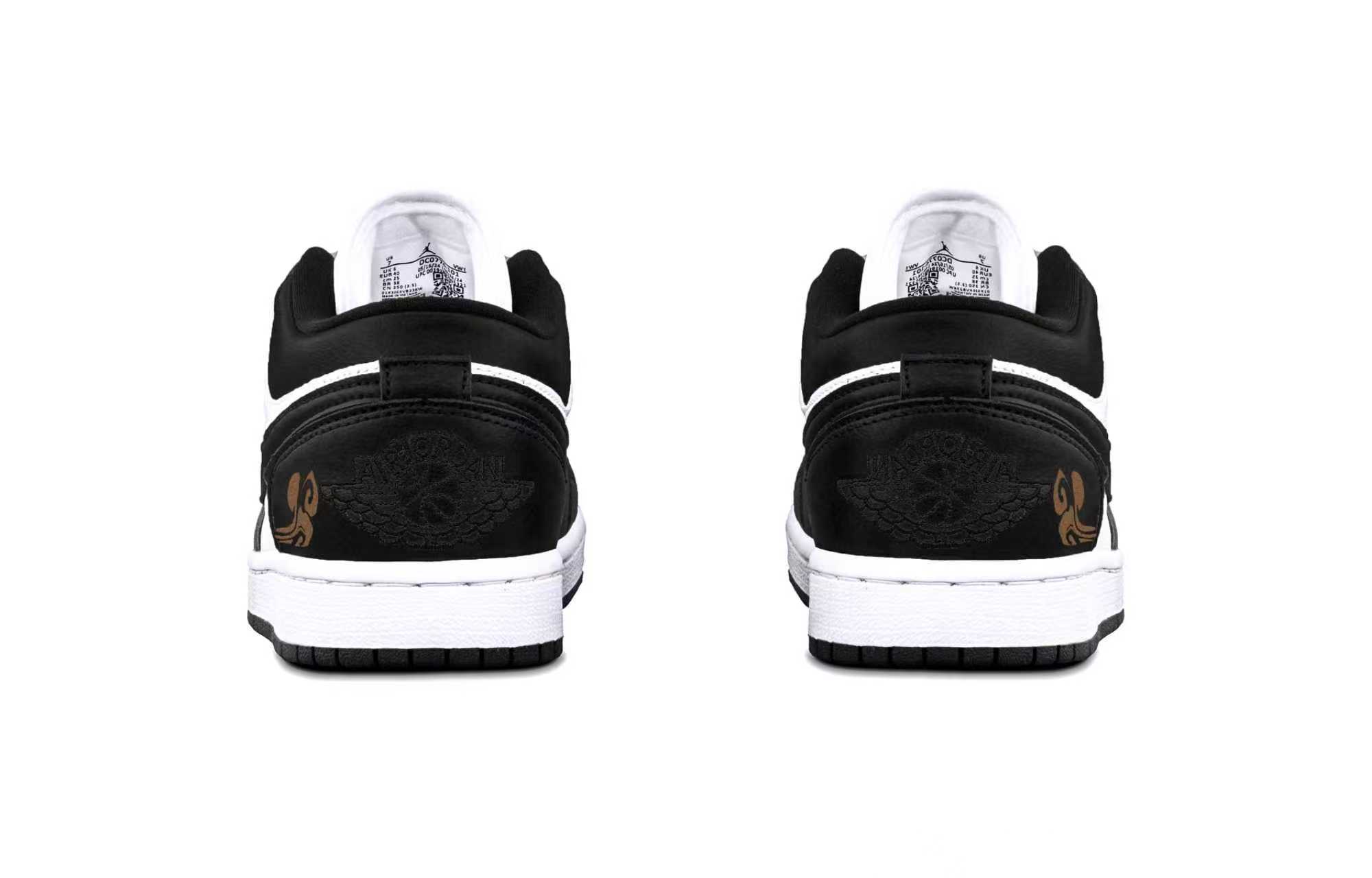 Jordan Air Jordan 1 Brown Cloud Abrasion Resistant Low top Vintage Basketball Shoes Unisex Black White