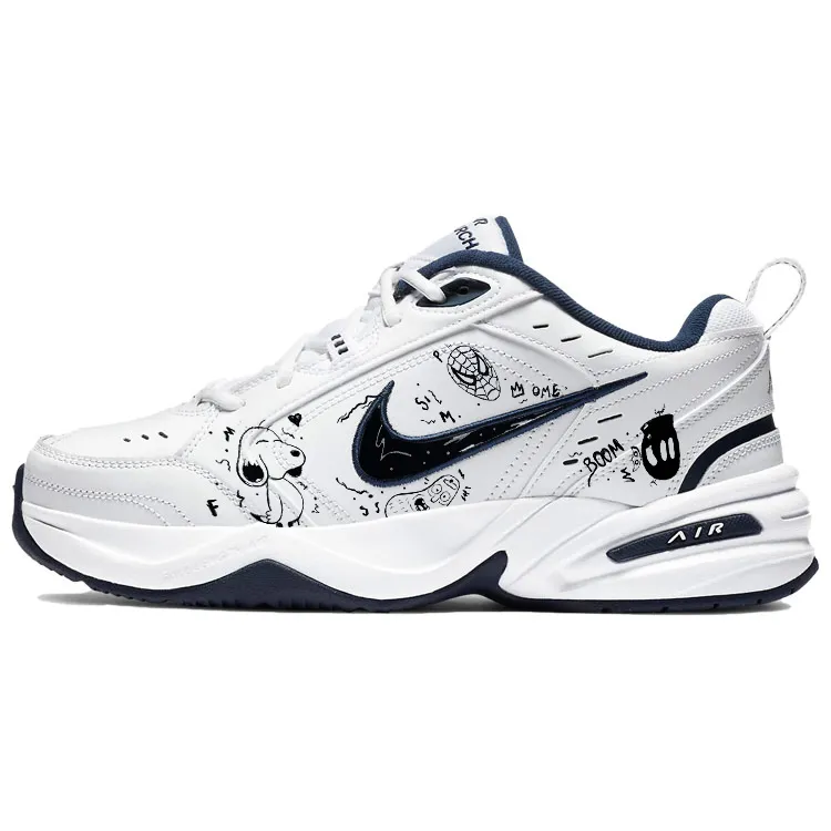 Nike Air Monarch 4 Cushioning Slip Resistant Low top Chunky Sneakers Unisex White Blue