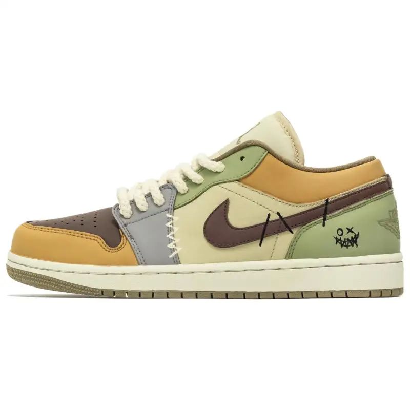 Jordan Air Jordan 1 Rhapsody, Magic Doll Abrasion Resistant Low top Vintage Basketball Shoes Unisex Brown