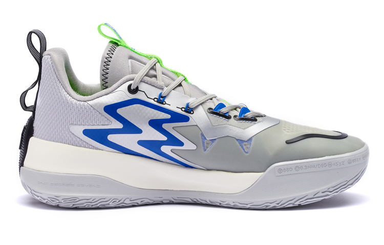361° Big3 3.0 Cushioning, Wear Resistant Low top Performance Basketball Shoes Men’s Silver White Turquoise