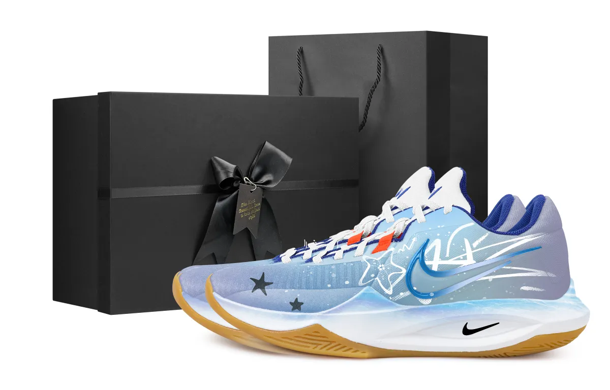 Nike Precision 6 Blue Ocean Black Box Fabric Slip Resistant Abrasion Resistant Low top Basketball Shoes Men's Sky Blue