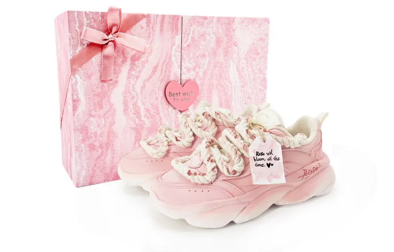 Anta Cat Paw Cushioning Slip Resistant Coverage Low top Chunky Sneakers Women's Pink