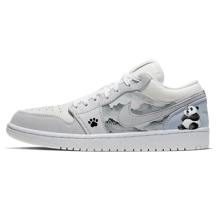 Jordan Air Jordan 1 Slip Resistant Abrasion Resistant Low top Vintage Basketball Shoes Unisex Gray White