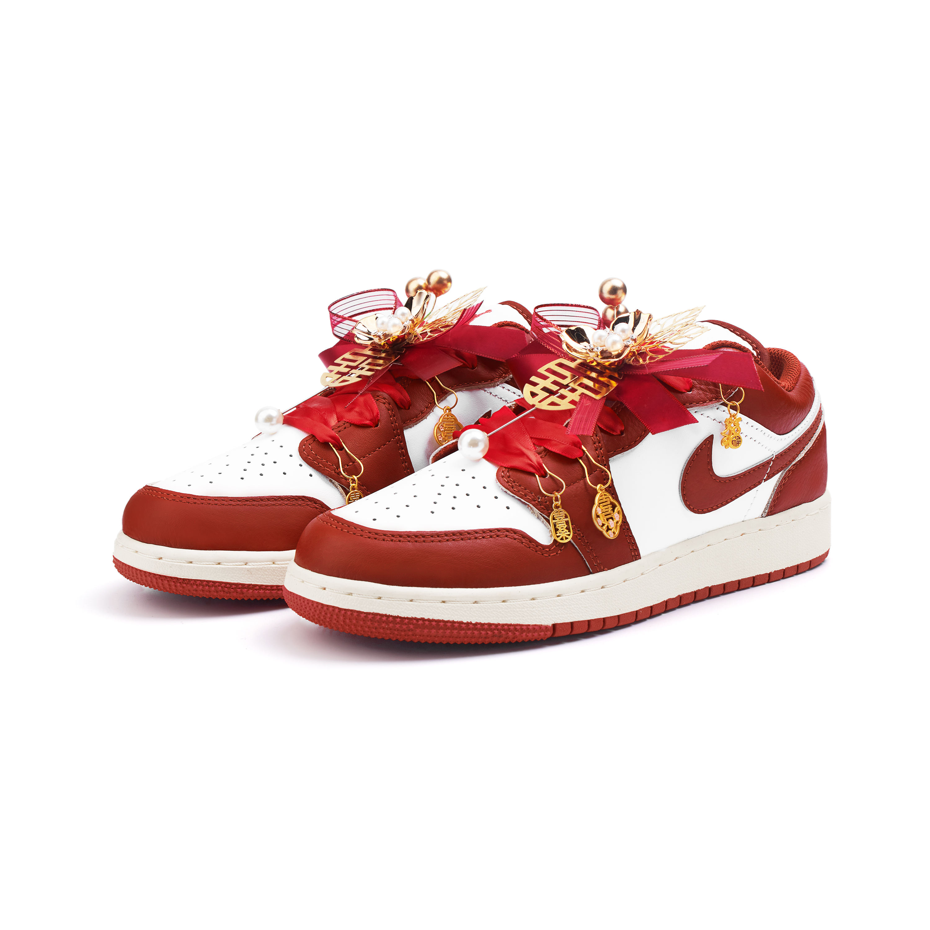 Jordan Air Jordan 1 Abrasion Resistant Slip Resistant Low top Vintage Basketball Shoes Women’s Red