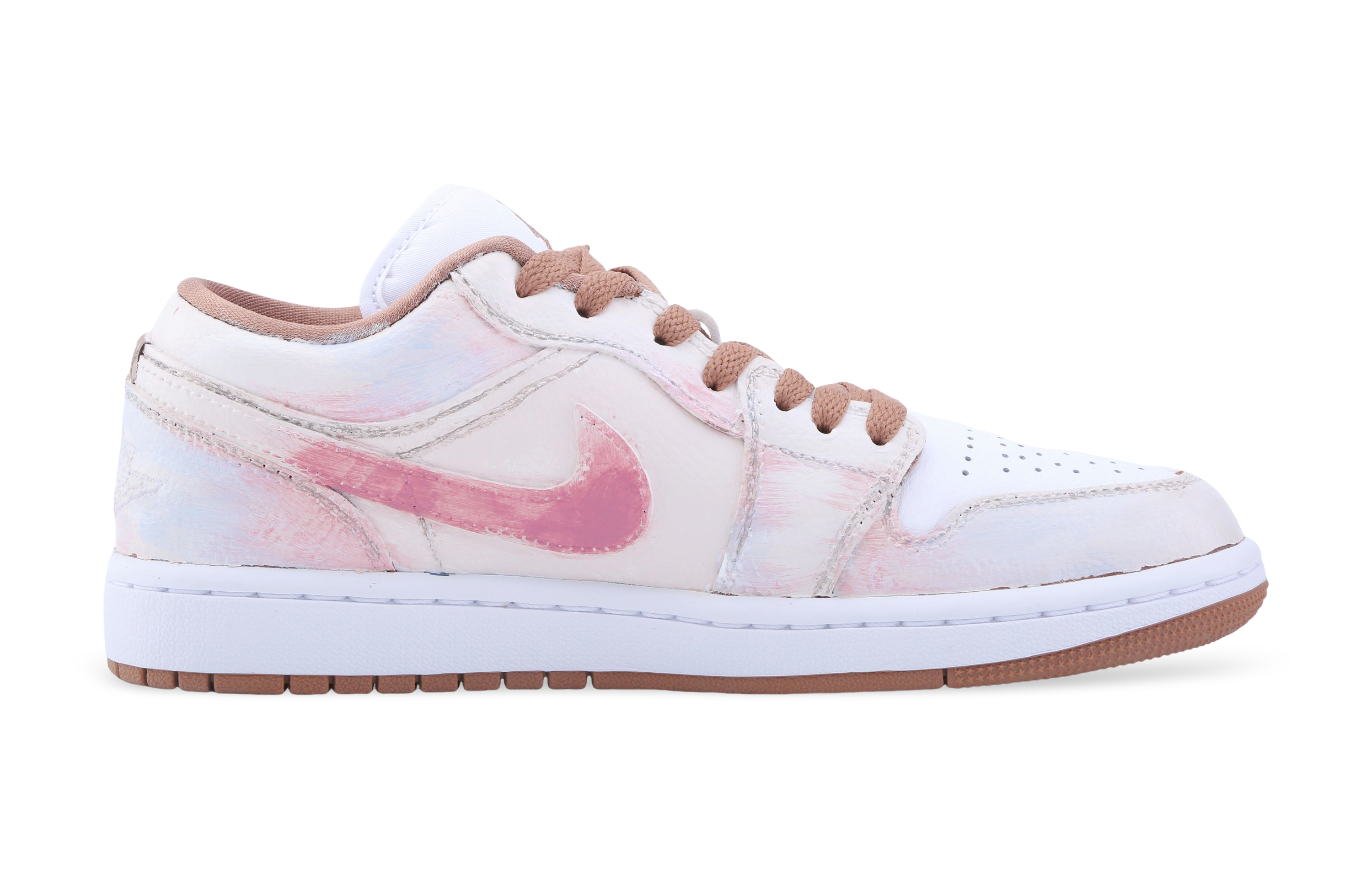 Jordan Air Jordan 1 Drippy Peach Sombear Low top Vintage Basketball Shoes Unisex Pink