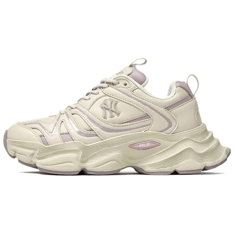 MLB New York Yankees Breathable Height Increasing Low top Chunky Sneakers Unisex Beige Purple