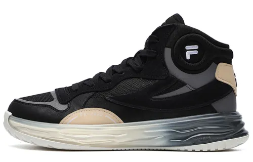 FILA FUSION FX 22 Textile, Synthetic Leather, Split Suede Mid top Vintage Basketball Shoes Men's Black Gray