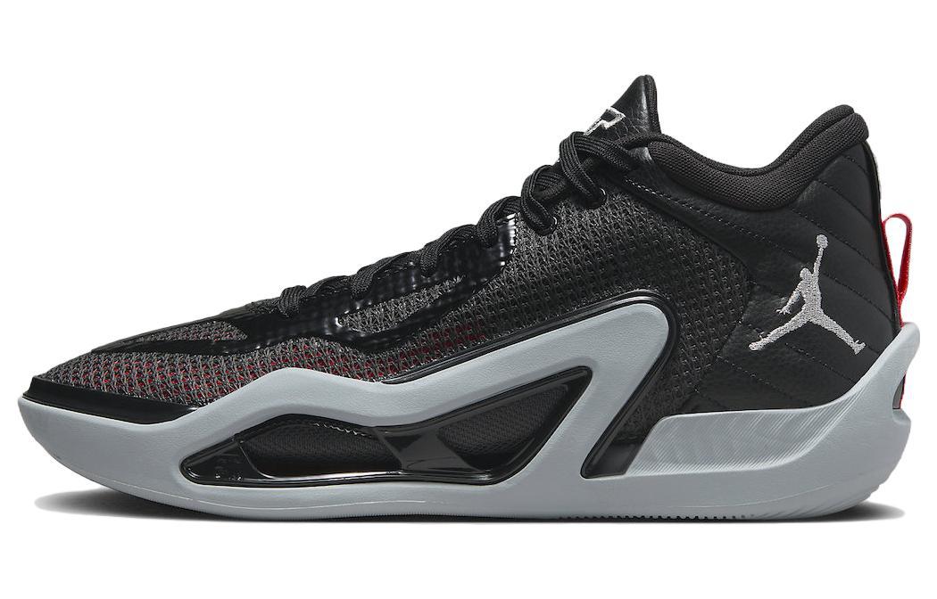 Jordan Tatum 1 PF Tatum Generation Round Head Lace Mesh Shoe Absorbing and Wear-resistant Middle Top Basketball Shoes Men's Black and Red Domestic Version