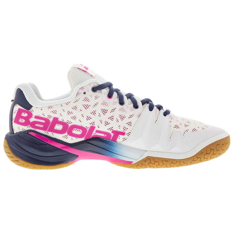 Babolat Mesh Cushioning Slip Resistant Low top Badminton Shoes Women’s White Rose Red