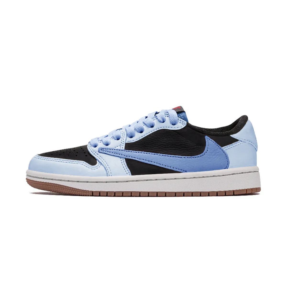 Travis Scott x Jordan Air Jordan 1 Blue Black Barb Leather Cushioning Slip Resistant Low top Vintage Basketball Shoes