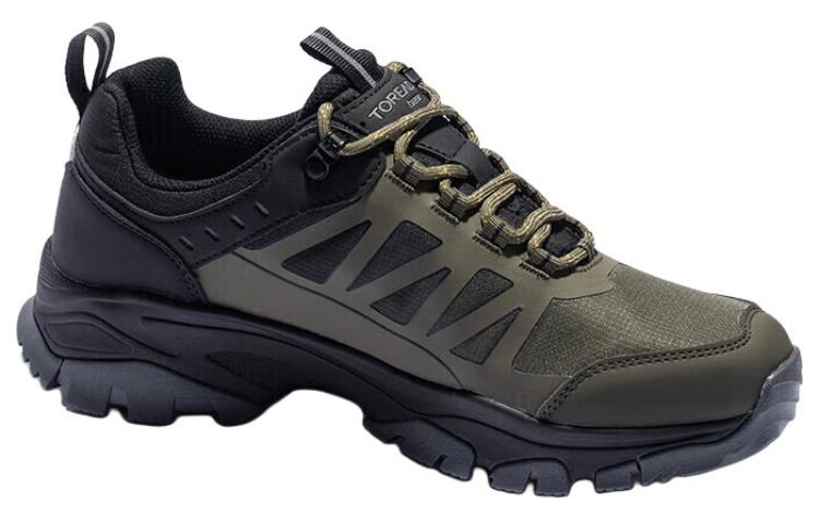 TOREAD Cushioning Slip Resistant Abrasion Resistant Waterproof Low top Hiking Shoes Men’s Green Black