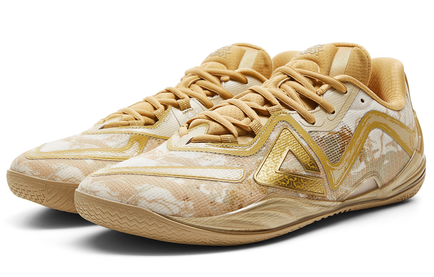PEAK Cushioning Slip Resistant Coverage Rebound Low top Basketball Shoes Men’s Yellow Brown Gold
