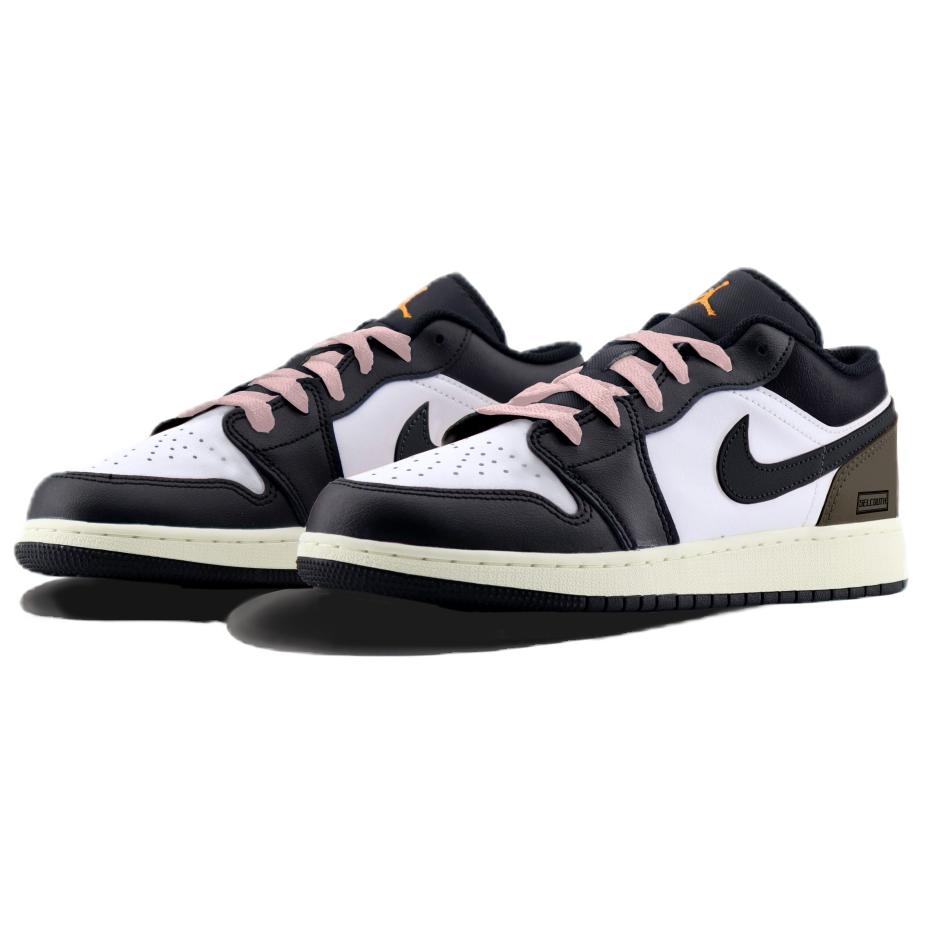 Jordan Air Jordan 1 Abrasion Resistant Low top Vintage Basketball Shoes Unisex Brown Black
