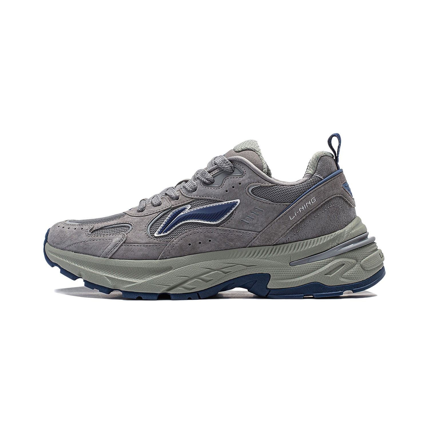 Li Ning Beicheng Cushioning Slip Resistant Abrasion Resistant Support Low top Chunky Sneakers Women's Gray Black