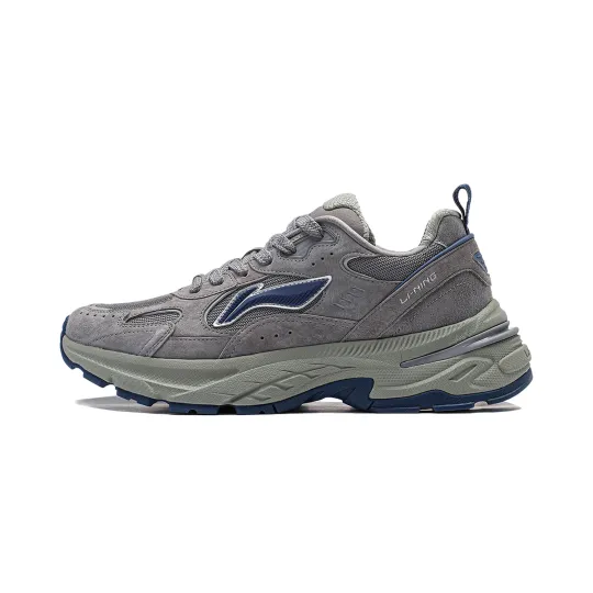 Li Ning Beicheng Cushioning Slip Resistant Abrasion Resistant Support Low top Chunky Sneakers Women's Gray Black