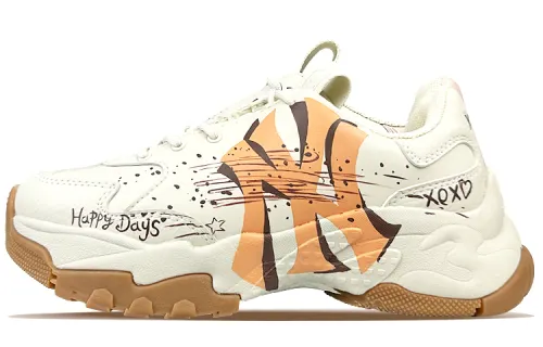 MLB Big Ball Chunky Low top Chunky Sneakers Unisex Beige Orange