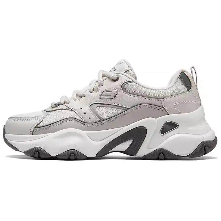 Skechers D'LITES 5.0 Wear-Resistant Breathable Support Height Increasing Low-Top Chunky Sneakers Women's Gray Silver