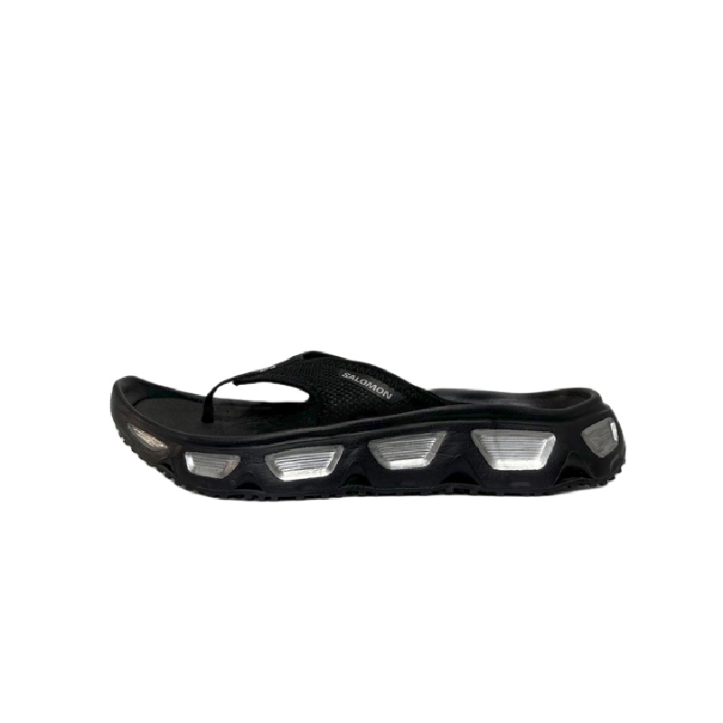 SALOMON Reelax Break 6.0 Abrasion Resistant Slip Resistant Flip Flops Men's Black Silver