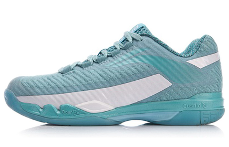 Li Ning Pioneers Fabric Rebound Cushioning Breathable Abrasion Resistant Low top Badminton Shoes Women’s Ocean Blue