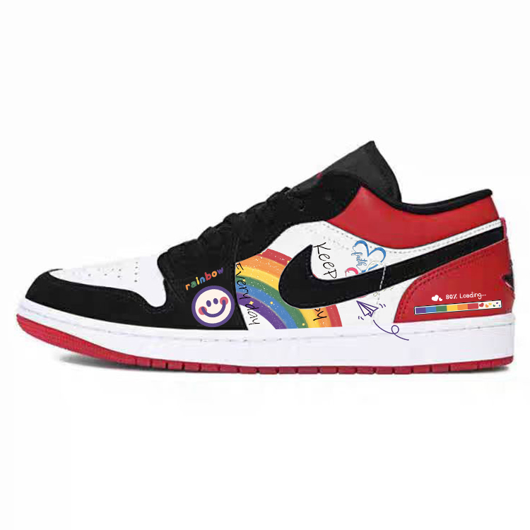 Jordan Air Jordan 1 Slip Resistant Abrasion Resistant Low top Vintage Basketball Shoes Unisex Red