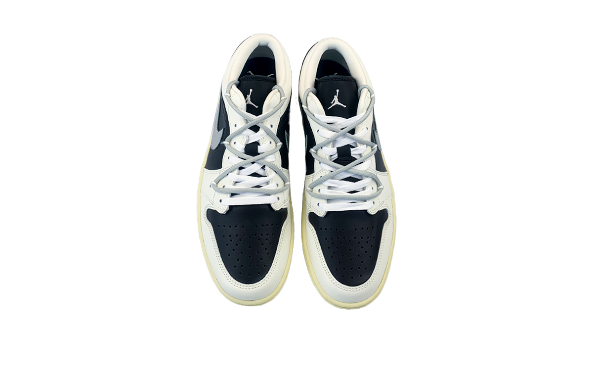 Jordan Air Jordan 1 Slip Resistant Abrasion Resistant Low top Vintage Basketball Shoes Women’s Black Silver