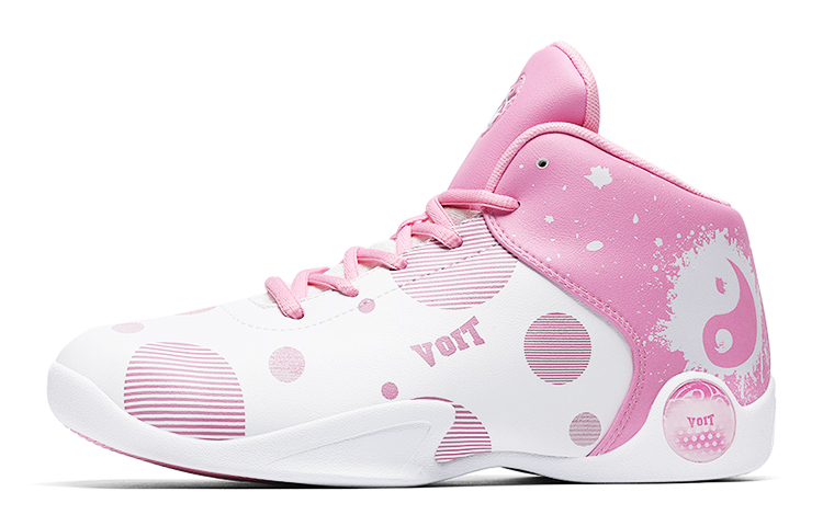 VOIT Tai Chi Wuwei makes friction noise, leather surface, professional, retro, shock-absorbing, non-slip, wear-resistant, breathable, lightweight, high-top, practical basketball shoes, men's pink