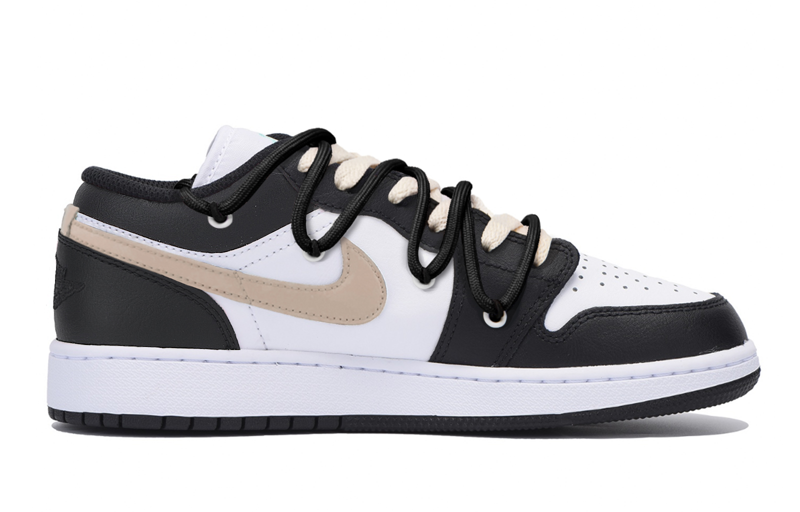 Jordan Air Jordan 1 Abrasion Resistant Slip Resistant Low top Vintage Basketball Shoes Men’s Black White Brown